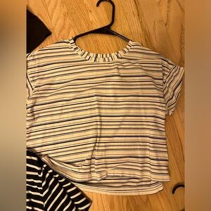 Black and white striped lulu t-shirt